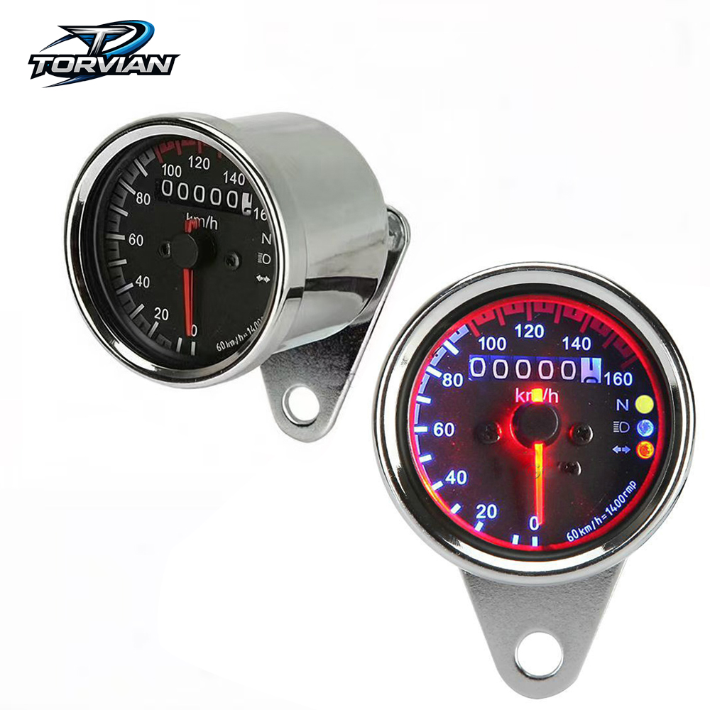 Analog Meter Gauge - Torvian Dual LED Motorcycle Speedometer Odometer