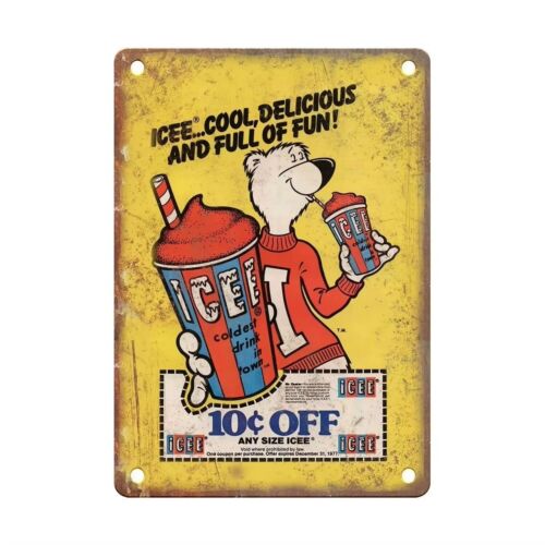 Y1,Vintage ICEE Tin Sign Man C - огляд і ціна Vintage Collectible Bears